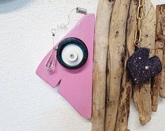 VOSAREA Decorazione Murale In Legno A Forma Di Pesce, Stile Marino, Con Corda Per Appenderla, Per Interni Ed Esterni - 4