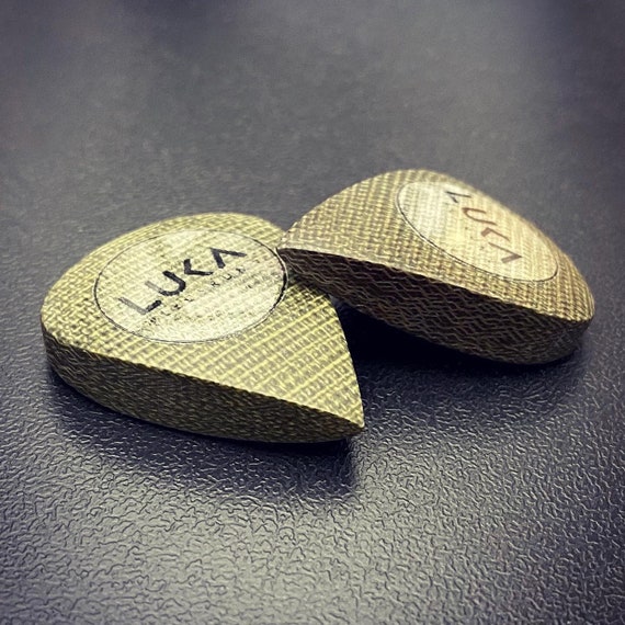Tear Green Canvas Handcrafted 9mm Thick Micarta Guitar Plectum