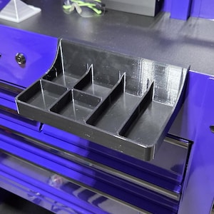 Tool Cart Hardware Tray | 6 Slot Organizer Clips to Toolbox Edge | Black PETG