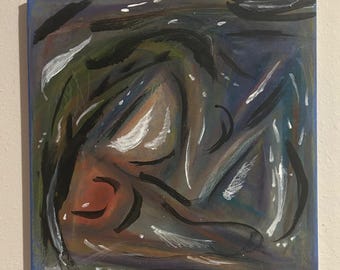 Abstraktes Mixed Media Gemälde: Skurrile, kokette Kunst