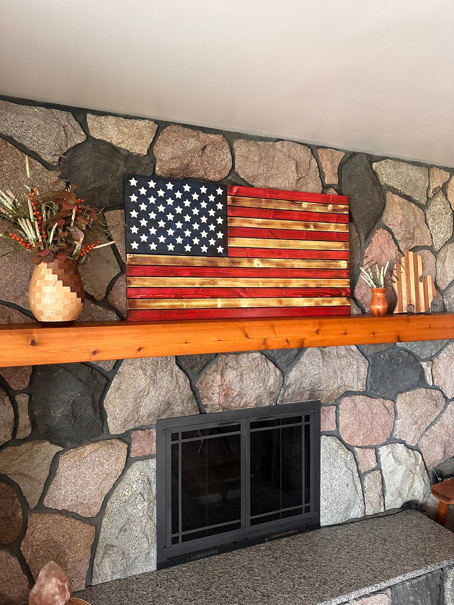 Rustic Wooden American Flag, American Flag, Charred American Flag ...