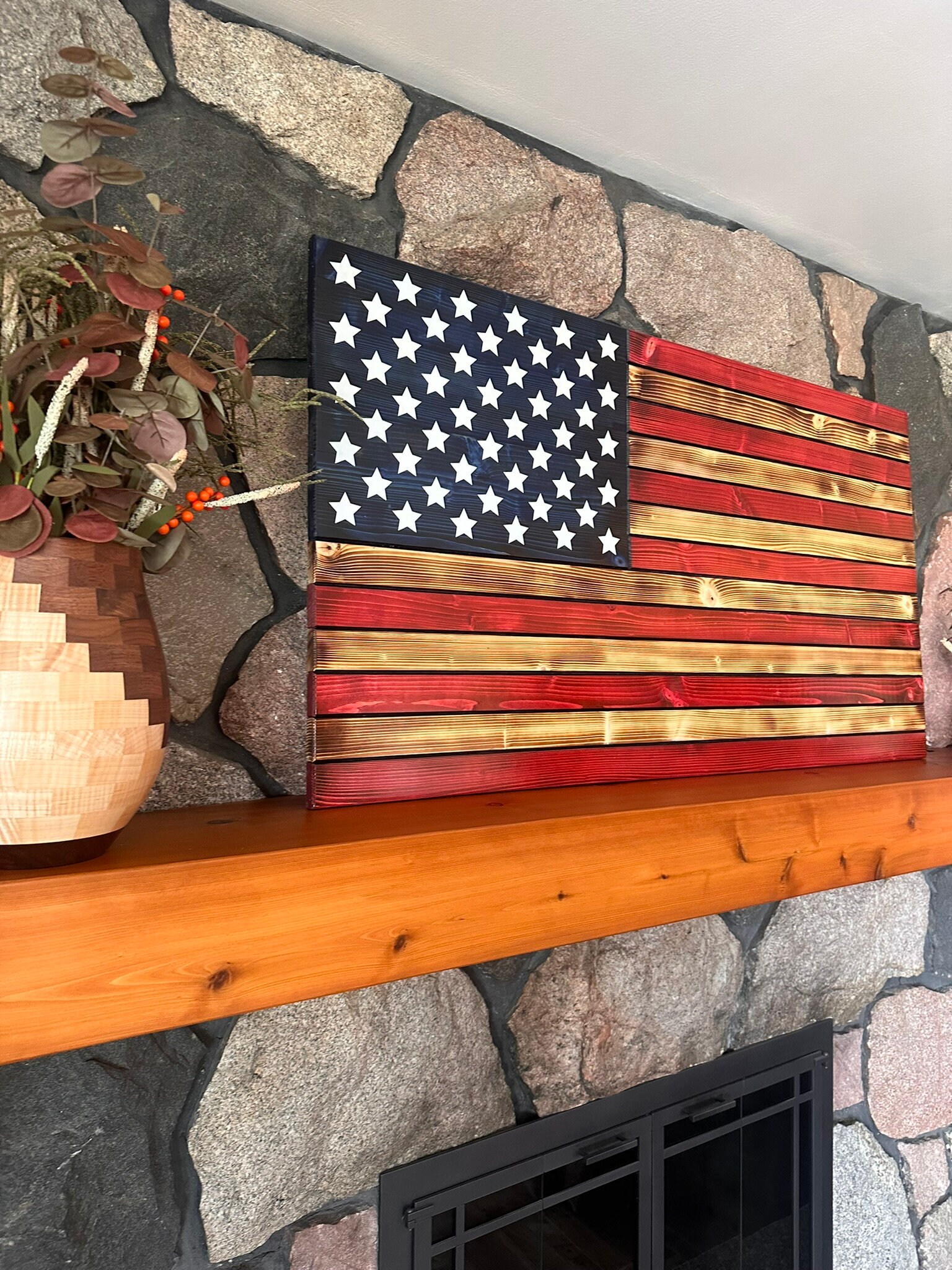 Rustic Wooden American Flag, American Flag, Charred American Flag ...
