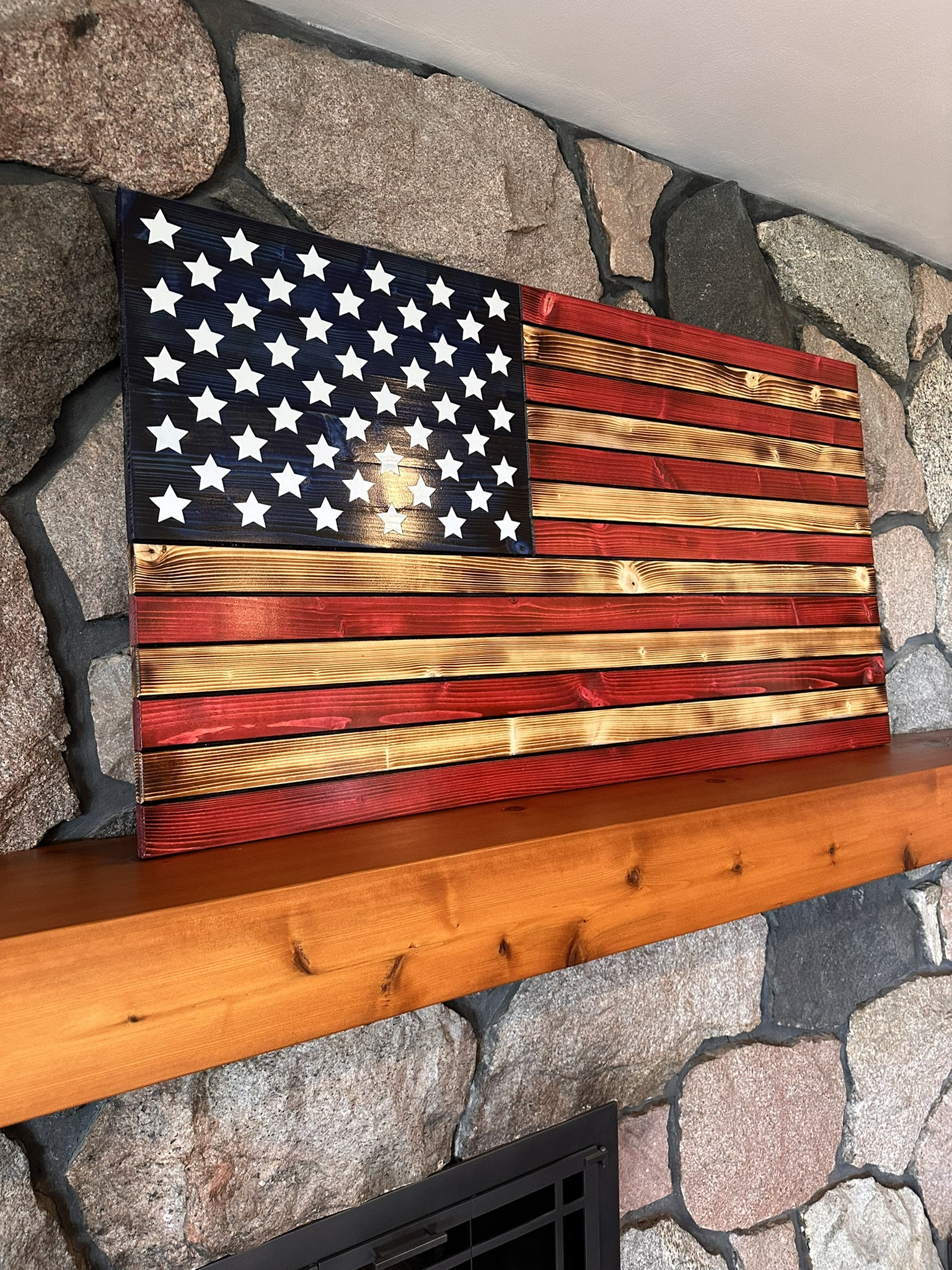 Rustic Wooden American Flag, American Flag, Charred American Flag ...