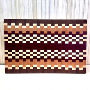 Handmade End-Grain Cutting Board | Geometric Hardwood Butcher Block