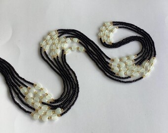 Schwarz, Gold & Glow-in-the-Dark Taille Perlen: Tie-On Körperschmuck