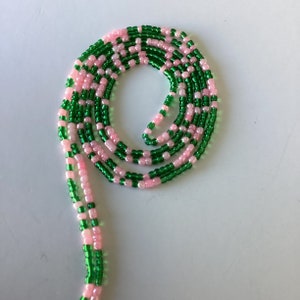Sorority  Alpha Kappa Alpha waist beads/ women waist beads/ African waist beads/ waist beads/ tie on waist beads/ up 50 inches long.