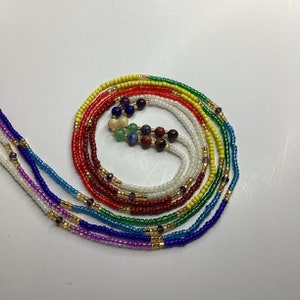 Chakra Gemstone Waist Beads: Colorful Glass Bead Strand