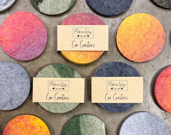 Car Coasters - Multicolored Wool Felt - Set of 2 - USA Made