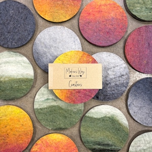 Multicolor Wool Felt Coasters - Set of 4 - USA Made