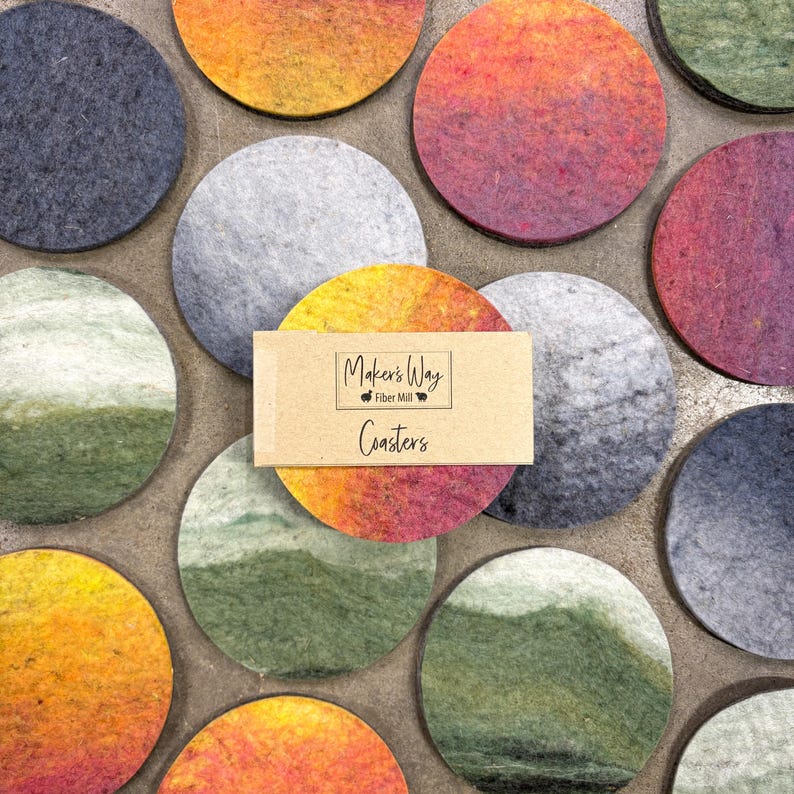 MakersWayFiberMill Wool Felt Coasters - Thumbnail 3