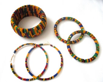 African Print Bangles and Earrings Set