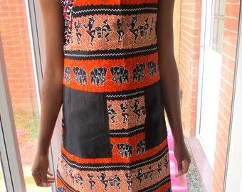 African Print Apron with matching bonnet for Adult