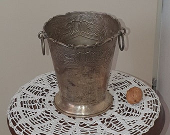 Small silver-plated ice bucket or cooler