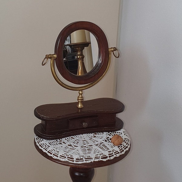 Coiffeuse Antique avec Miroir en Noyer, Italie