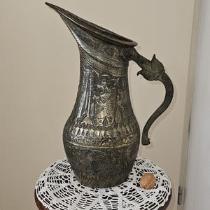 Antique Handmade Ottoman Tinned Copper Jug