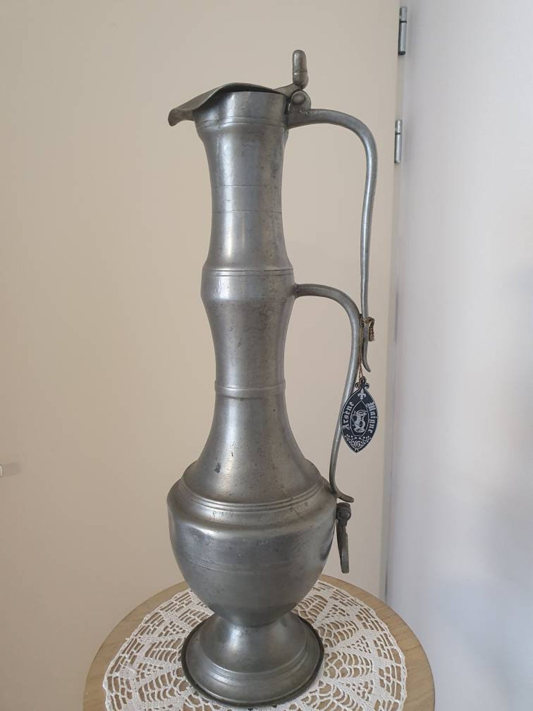 20世紀初頭｜フランス｜パニエ・ア・ブテイユ Special French Pewter Wine Jug - Etsy
