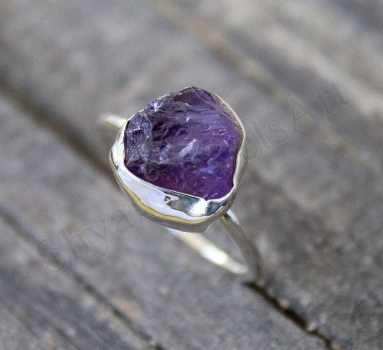 Natural Raw Amethyst Handcrafted Women Jewelry RSR23 925 Sterling Silver Ring Natural Raw Amethyst Handcrafted Women Jewelry RSR23 925 Sterling Silver Ring