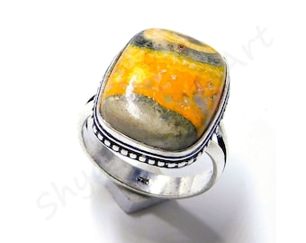 Bumble Bee Jasper Gemstone 5pcs Rings Wholesale Lot 925 Silver Plated WHR-17 