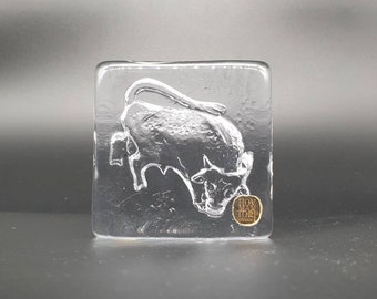 A Swedish Moulded Glass Paperweight by Hovmantorp Glasbruk.