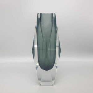 A Sommerso Facet Form Glass Vase Designed by Alessandro Mandruzzato for Murano. 1970s.