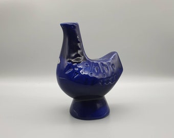 A Cobalt Blue Glazed Ceramic Flower Display In The Form Of A Stylised Bird. By Töreboda, Sweden.