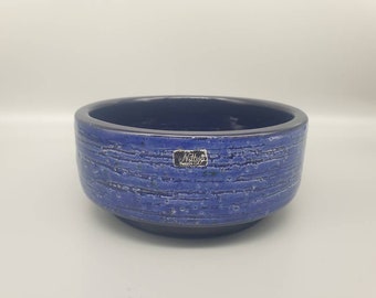Thomas Hellström For Nittsjö, Sweden. A Heavy Ceramic Footed Bowl With Deep Cobalt Blue Glaze. 1970s. Label intact.
