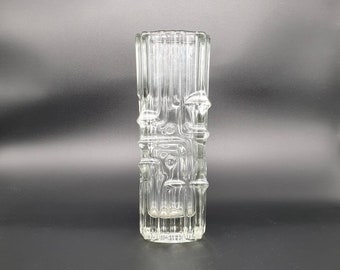 Vladislav Urban for Rosice Glassworks, Czech, Sklo Union. A Clear Glass Labyrinth Vase. 1968.