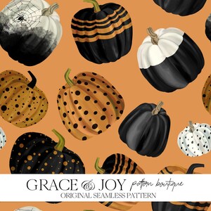 Naadloze patroon prachtige Halloween-pompoenen - commercieel gebruik, digitale download, print on demand, herfst, eng, spookachtig, feestelijke patronen