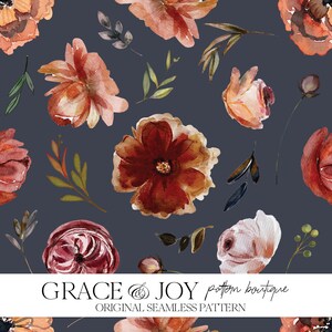 Padrão floral de outono sem costura - Download digital - Uso comercial - Impressão sob demanda - Folha de outono, Ação de graças, Colheita, Casamento, Aconchegante