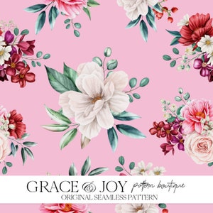 Aquarelle élégant motif floral sans couture Doux, gracieux, artistique, chic, botanique, usage commercial, téléchargement numérique, impression à la demande