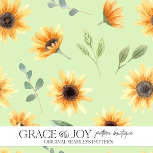 Motivo senza cuciture con motivo a girasole / Graziosa opera d'arte floreale / Download digitale / Stampa su richiesta / Design tessile ispirato alla natura Bright Garden