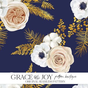 Luxe bruiloftsbloemen met gouden ornament naadloos patroon: huwelijkselegantie, weelderig ontwerp, huwelijkskunst, bruidsdecor, bloemen
