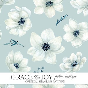 Padrão floral sem emenda de anêmona papoula azul claro - arquivo de uso comercial, download digital, impressão sob demanda, arquivos de sublimação, decoração de casa