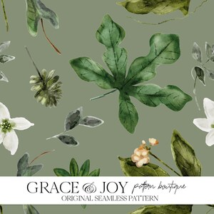 Floral mit Blättern Muster - Botanische Illustration, Natur-inspiriert, elegant geblümt, Blattmotiv, blühendes Muster, kommerzielle Nutzung
