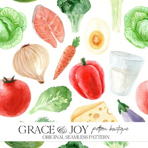 Modèle sans couture aquarelle d'aliments biologiques : art culinaire respectueux de l'environnement, conception de produits de la ferme, thème sain - Art végétarien pour impression à la demande