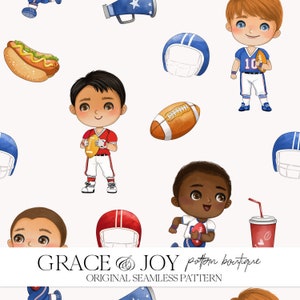 Padrão sem emenda de touchdown de futebol americano - uso comercial, download digital, tema esportivo impresso sob demanda, imagens de vitória, motivo de bola