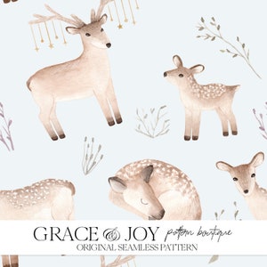Niedliches Rentier-Kinderzimmer-Muster - Winterthema, festliches Design, Weihnachtsgeschenk - Digitaler Download für kommerzielle Nutzung, Print on Demand