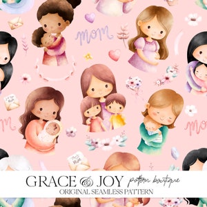 Te amo mamá, patrón sin costuras: amor de mamá, día de la madre, regalo para mamá, maternal, maternidad, aprecio de mamá, mamá especial, POD