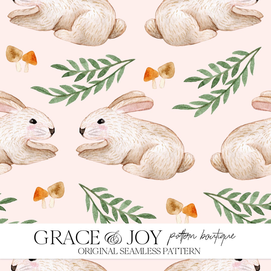 Cute Watercolor Baby Rabbit Bunny Seamless Pattern | Nursery Art ...