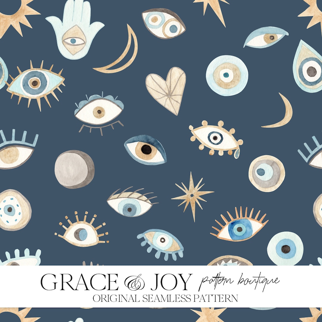 Spiritual Evil Eye Seamless Pattern: Mystical Vibes, Third Eye Art ...