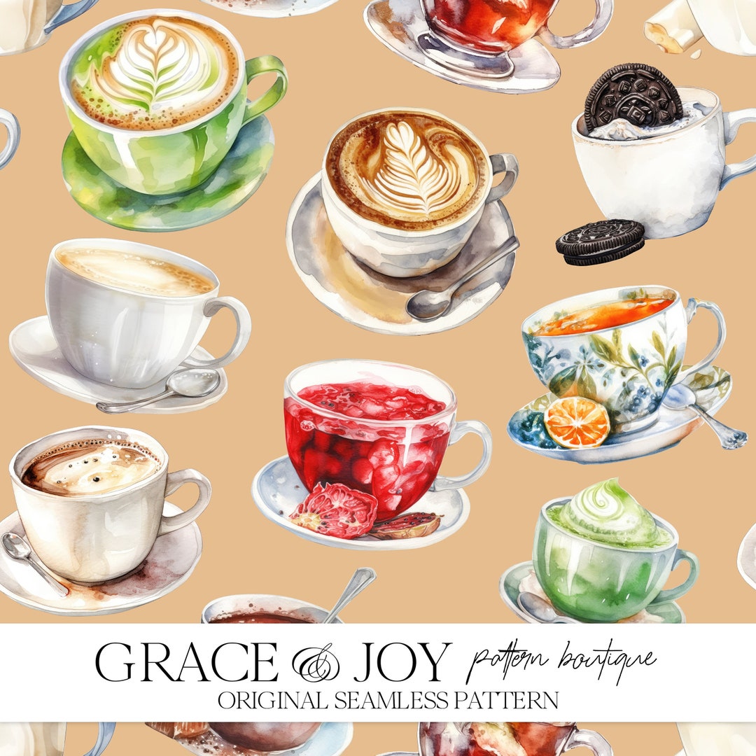 Coffee Break Seamless Pattern - Espresso Art, Latte Design, Cafe Theme ...