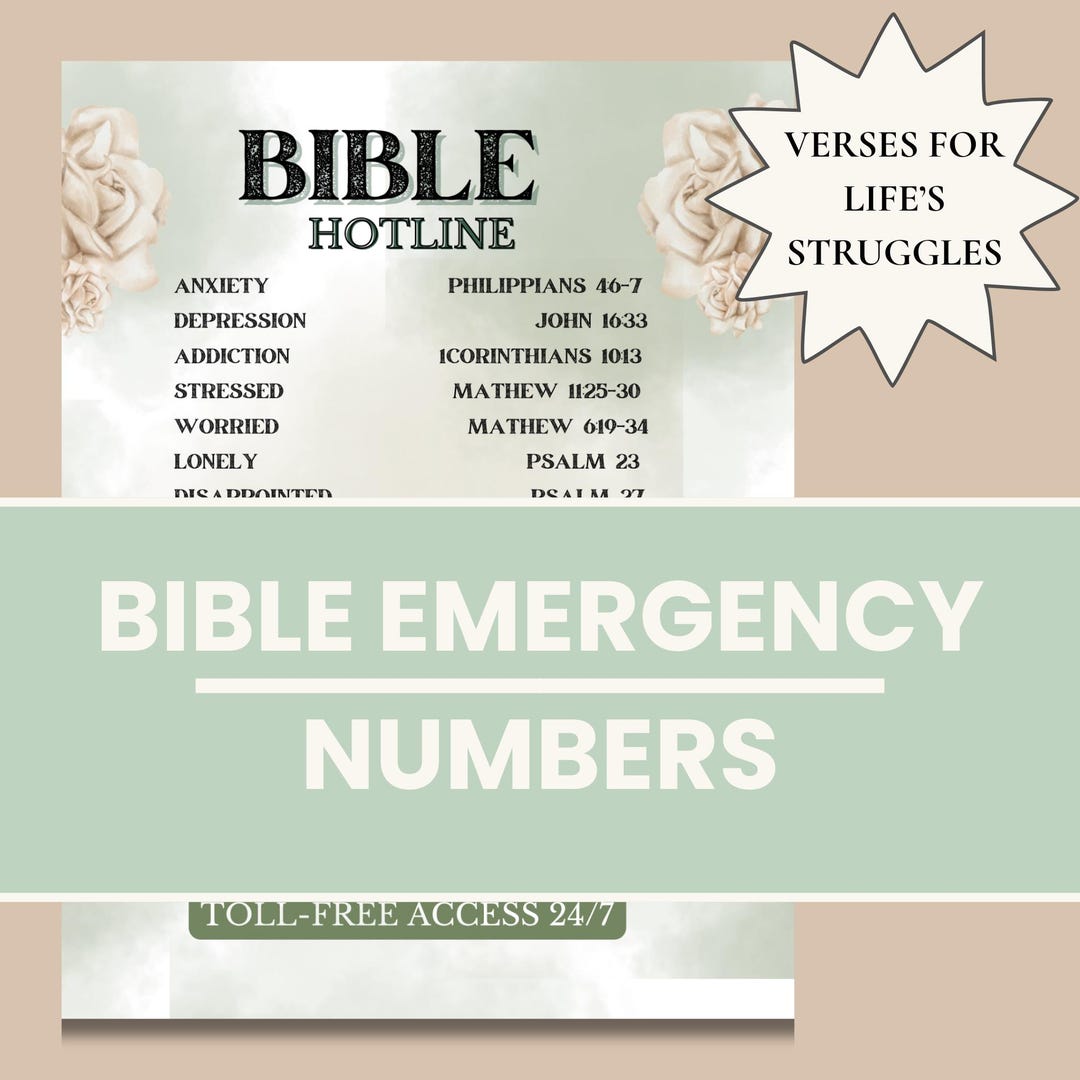Emergency Scripture Numbers Bible Emergency Numbers Printable: Christian Scripture Bible 911 ...