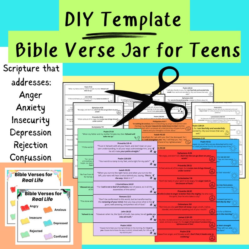 Printable Bible Verse Jar Template: Scripture Jar for Teen Emotions - Etsy