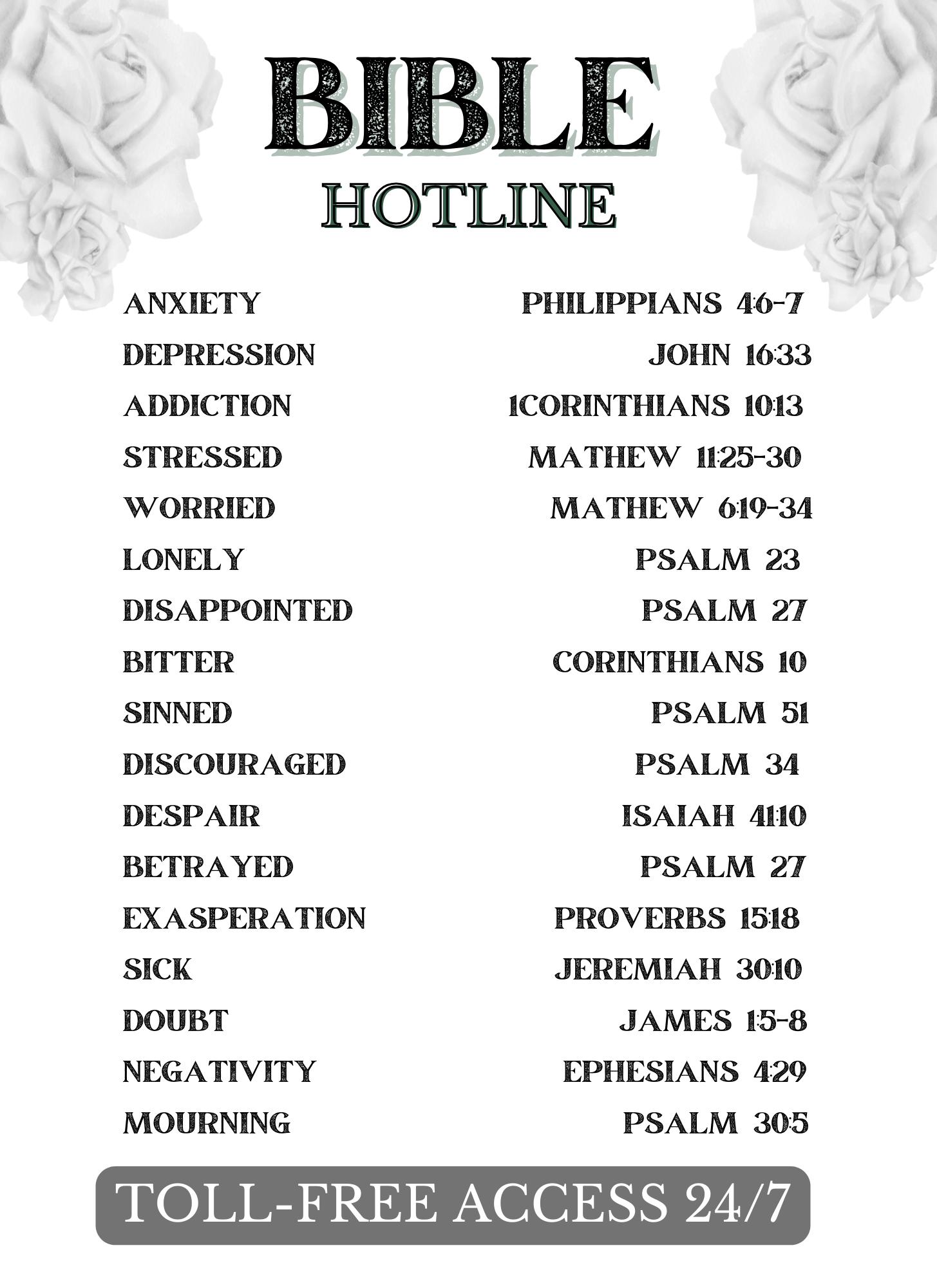 Bible Emergency Numbers Printable Christian Scripture Bible 911