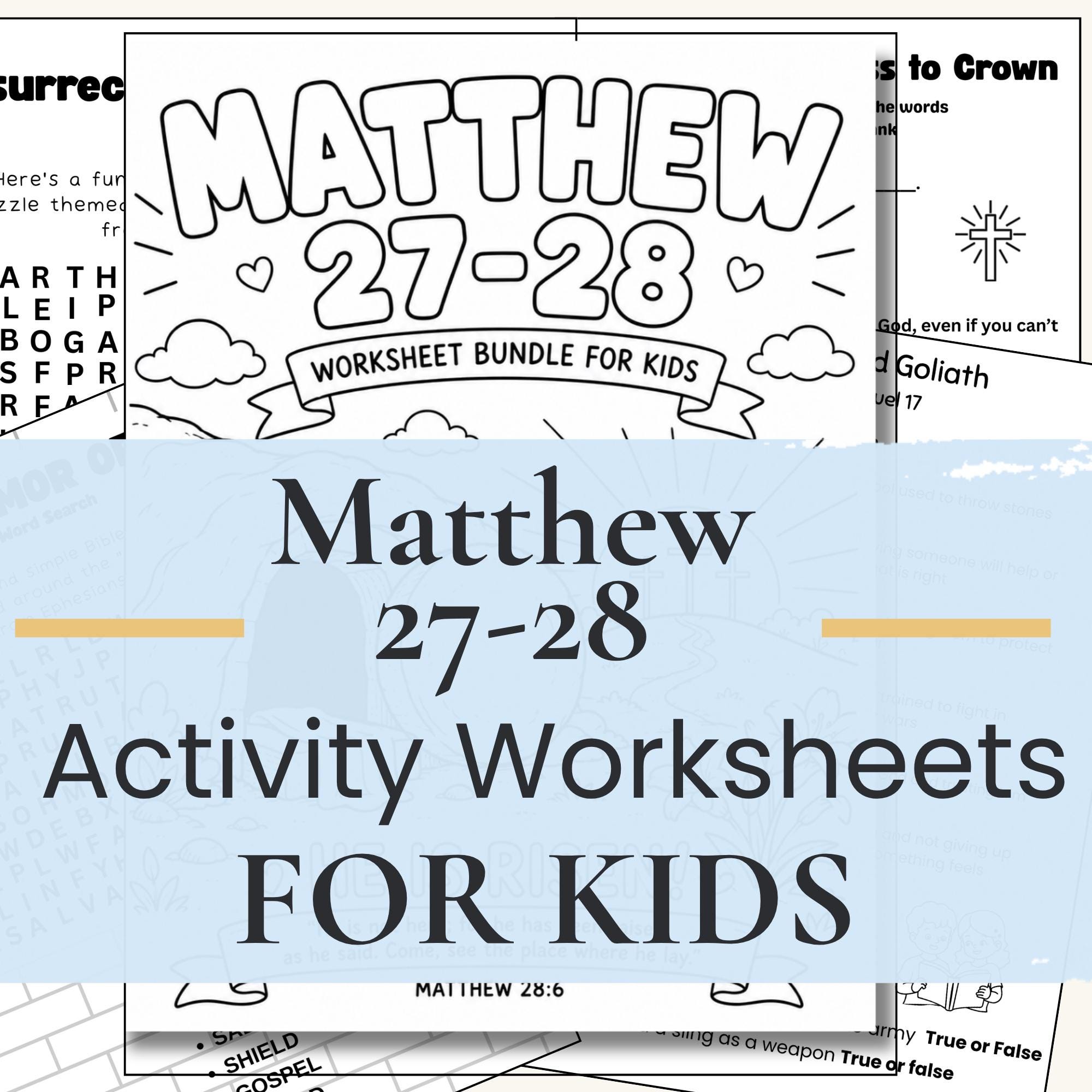Matthew Rees Worksheet Kids Bible Lesson Printable: Resurrection Activity Worksheets for ...