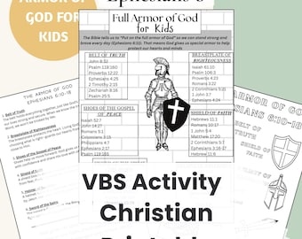 La armadura de Dios para niños: Efesios 6 (para imprimir), actividad para la Escuela Bíblica de Vacaciones.