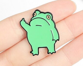 Cute Froggy Pin - Cartoon Frog Badge, Middle Finger, Cool Animal Brooches, Bag Lapel Pin, Jewelry Gift for Friends, Accessory | Funny Bee |