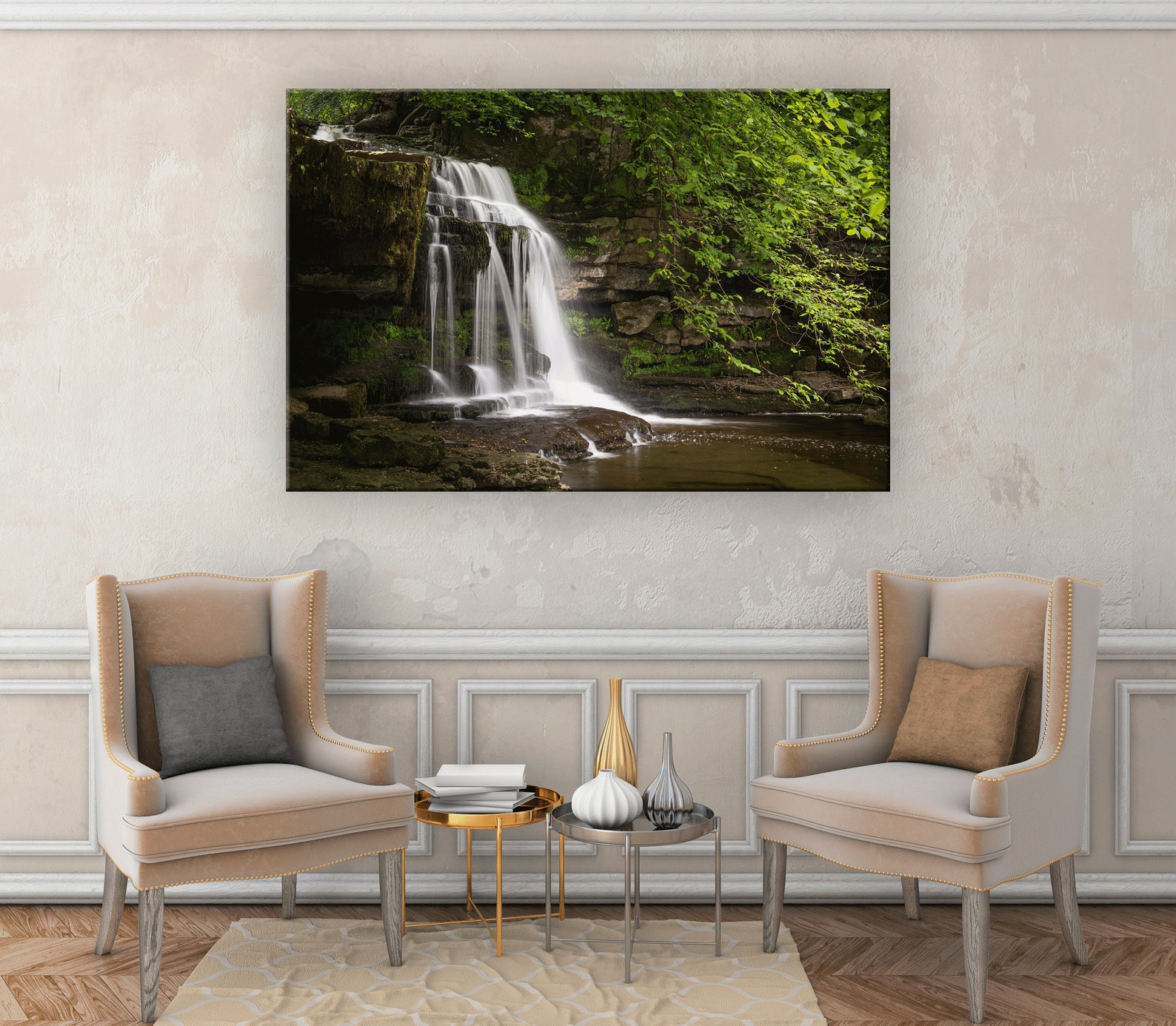 Waterfall Painting Canvas Wall Art Waterfall Canvas Waterfall Etsy