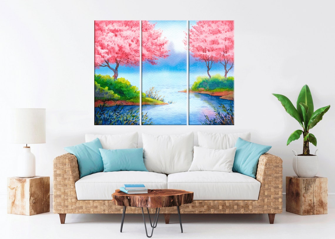 Sakura Painting Canvas Wall Art Sakura Canvas Sakura Print Etsy