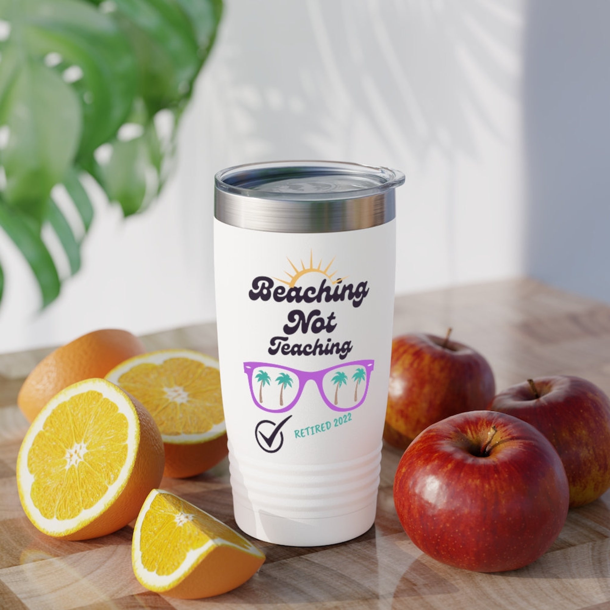 Beach Teacher Retirement Gift Ringneck Tumbler, 20oz